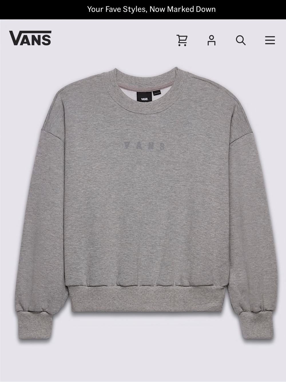 Vans Gray Crewneck Pullover Sweatshirt